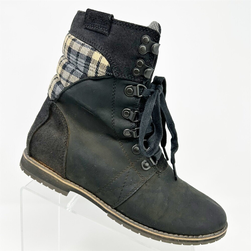 Columbia Twentythird Ave Waterproof Mid Womens Boots Black Plaid Lace-Up Size 9